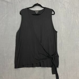 J Jill Top Wearever Black Sleeveless Drape Crossover Wrap Side Tie Extra Large